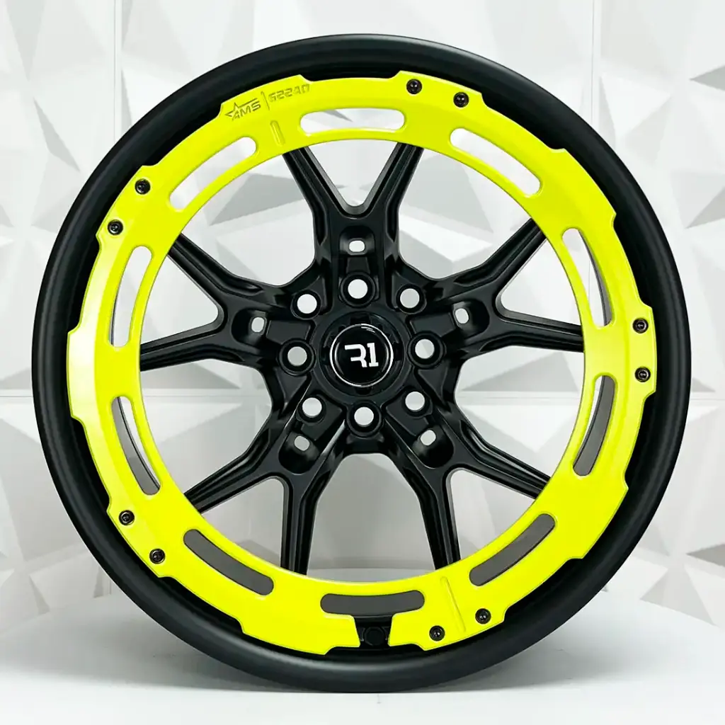 RIN 17X8.5 4-100/114.3 R1 SPORT QC1840A MATTE BF MATTE YELLOW RING ET20 CB73.1