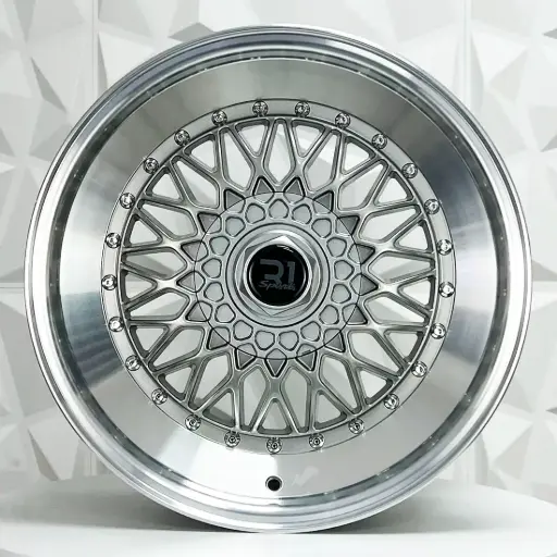 [177535F] RIN 17X7.5 4-100/114.3 R1 SPORT 357 GUNMETAL MACHINE LIP CHROME RIVETS ET35 CB73